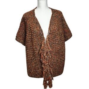 NWT Chico's Katrina Chain Link‎ Hardware Fringe Open Cardigan Chunky Knit Size 0